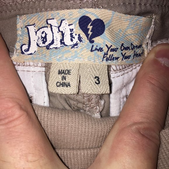 Jolt Maternity Juniors 3 Tan Cotton Blend Pull On Flat Front Flared Leg Khakis - Picture 7 of 11